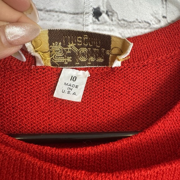 VTG St. John for I.Magnin Red Button Detailed Knit‎ Dress Nursing Sz 10/MEDIUM - Picture 12 of 12